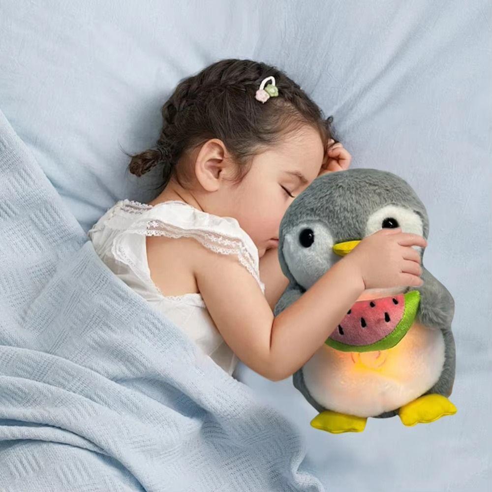 Simulation Penguin Breathing Toy Music Lights Sound Sleeping Doll  Children Gift