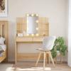 VidaXL Dressing Table with LED Lights, Makeup Table with 2 Drawers and 4 Shelves, Cosmetic Table with Mirror Bedroom, 837894