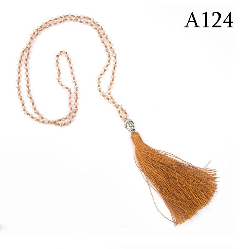 Привет кристалл из бисера голова Будды кулон с кисточками длинное ожерелье в стиле бохо