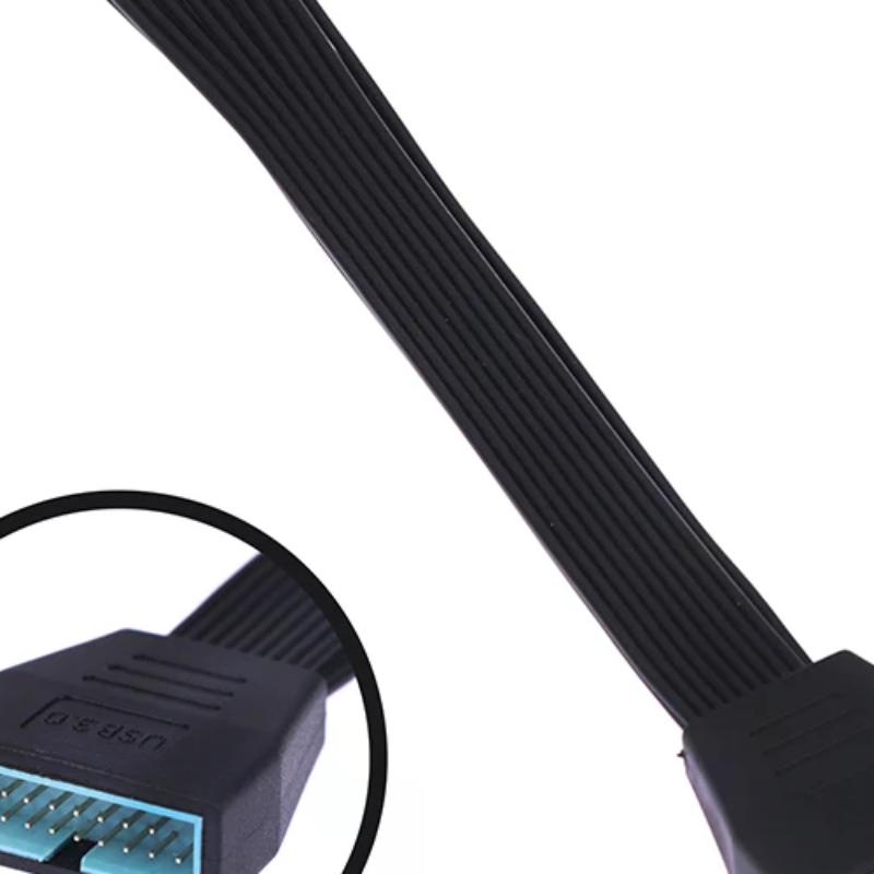 Маленький Mini USB 3,0 19/20-контактный внутренний удлинительный кабель-адаптер, черный плоский провод для материнской платы 5,9 дюйма/15 см