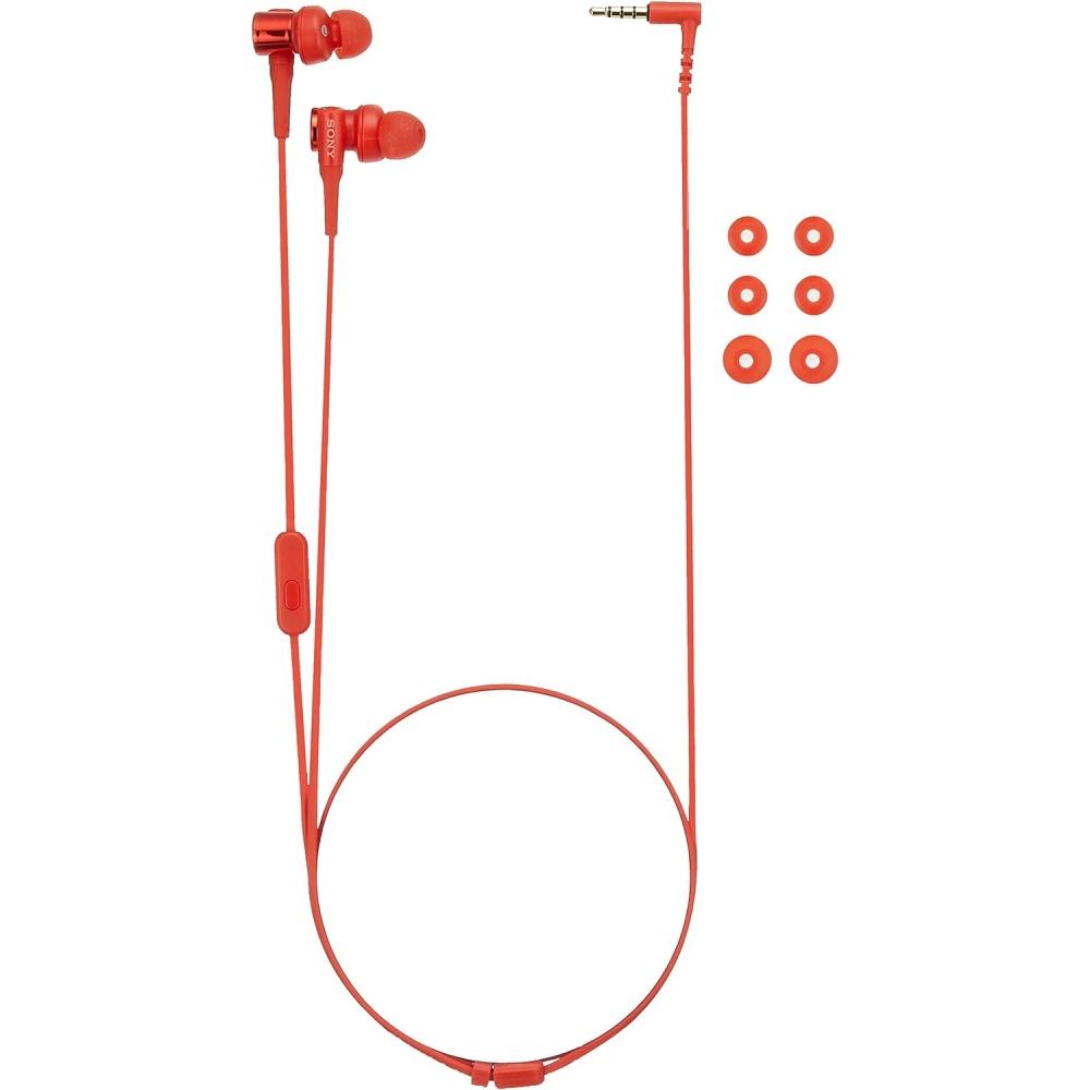Sony Наушники Модель с глубокими басами MdR Xb55ap Внутриканальные с пультом управления и микрофоном Красный MdR Xb55ap R Штучный товар Красный