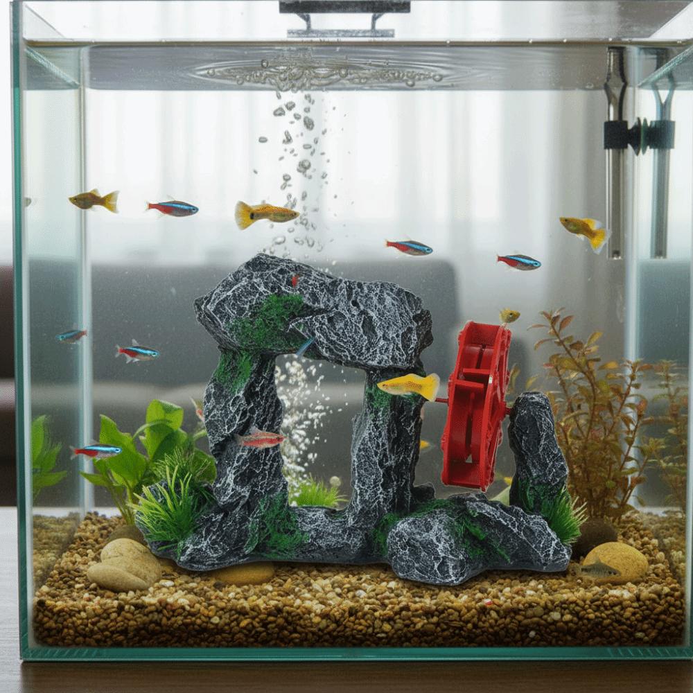 Creative Simulation Fish Tank Ornament Natural Look Retro Rockery Statue Artificial Resin Rockery Landscaping Aquarium Setup