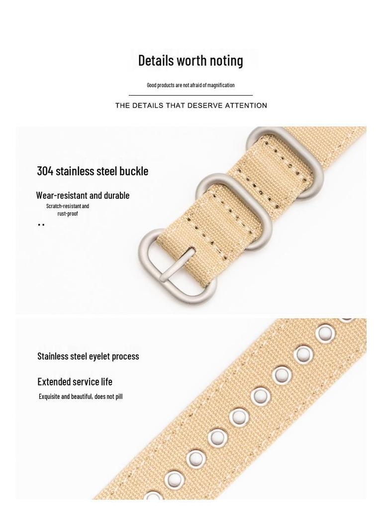 Vintage Military Green Nylon Watch Strap, 18/20/22/24mm