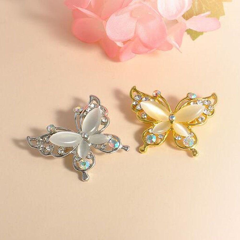 Accessories Crystal Wedding Gold/Silver Opal Stone Rhinestone Butterfly Brooch Pin Women Brooch Pin