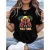 Женская футболка с принтом букв "IT'S TIKI TIME", круглый вырез, короткий рукав, повседневный летний топ