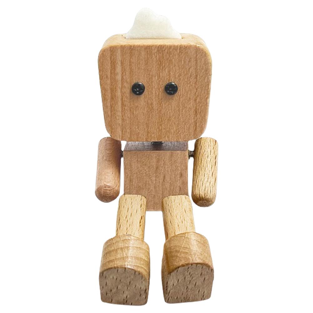 Cute Car Wood Man Shaking Wooden Man Figurine Car Decoration Small Ornaments Decor Creative Figurine Gifts for Home & Office