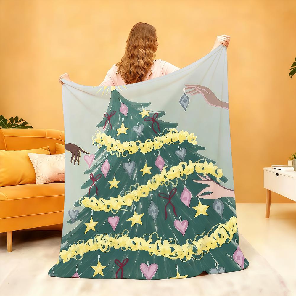 C Christmas Tree Merry Christmas Blanket For Soft Throw Blanket for Picnic Bed Sofa Home Bedroom Cozy Warm Comfortable