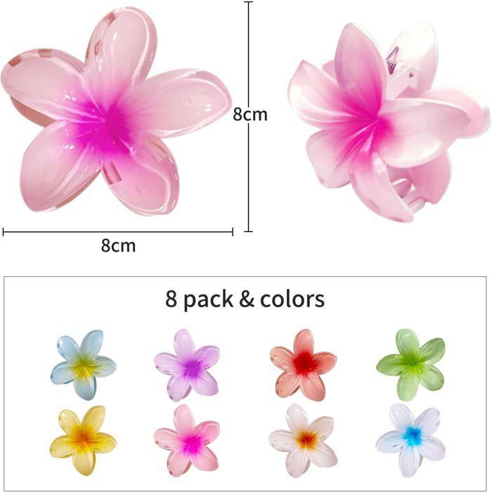 Pinces à cheveux - 8 Pièces - Fleur Plumeria - Antidérapantes - Pour Tous Types de Cheveux