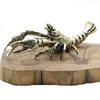 Brass Artificial Simulation Animals Lobster Miniature Figurines Lifelike Crayfish Shrimp Doll Toy Vintage Tea Pet Desktop Decor