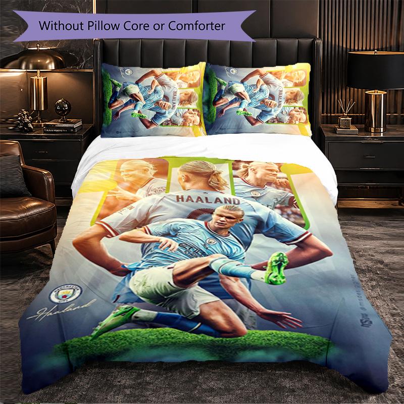Erling Haaland Themed Bedding 3Pcs Duvet Cover Set Decorative Bed Linen For Teen Room Home Decoration