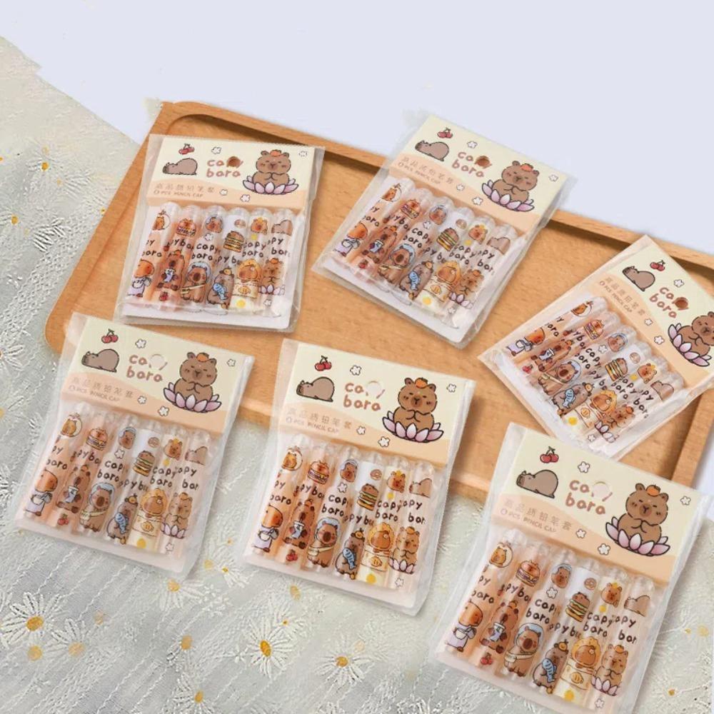 6 шт./набор Пластиковые топперы для ручек Защитный чехол Мультяшный протектор для кончика ручки Милые колпачки для карандашей Студенты