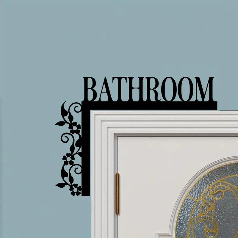 Elegant Metal Bathroom Door Sign, Wall-Mounted Iron Art Decorative Plaque with Floral Design, Suitable for Home Interior Decoration, Bathroom Decor