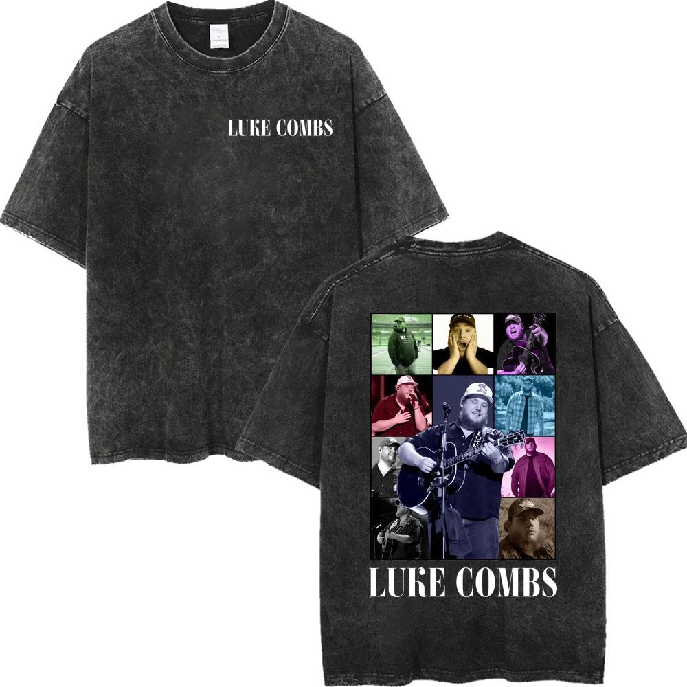 Ретро-футболка с эффектом потертости Singer Luke Combs Tour для мужчин и женщин, летняя повседневная хлопковая футболка с коротким рукавом, подарок фанату