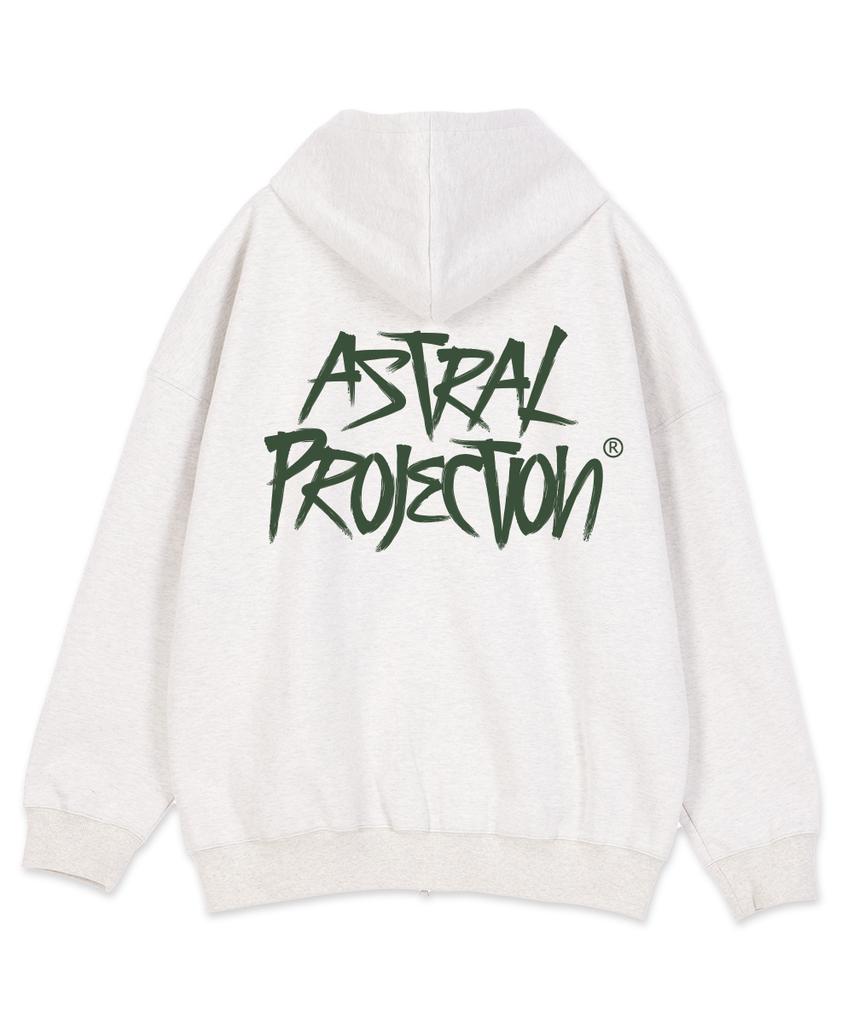 Худи на молнии оверсайз с широкими плечами и надписью 'Astral Projection Graffiti'_Овсяный