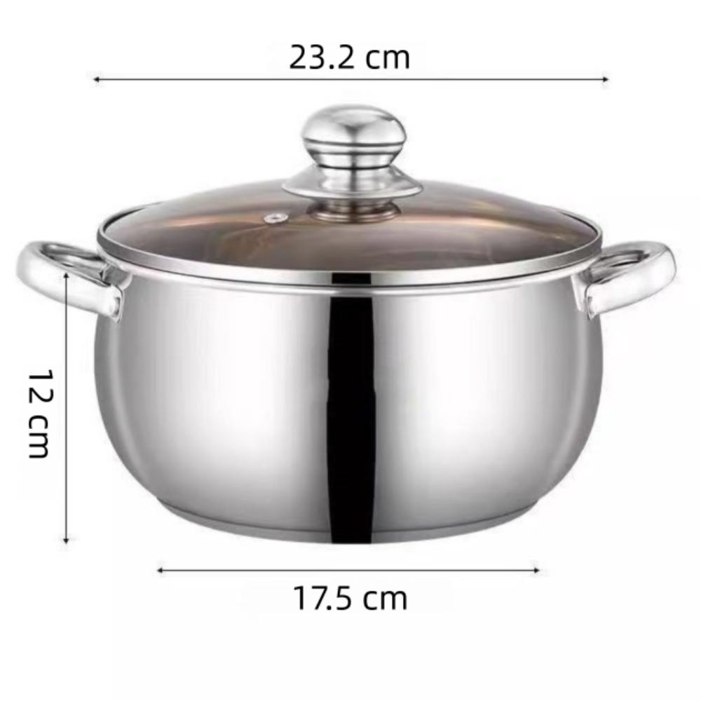 With Glass Lid Saucepan 24cm Outdoor Cooking Pot Thickened Soup Pot Induction Cooker Gas
