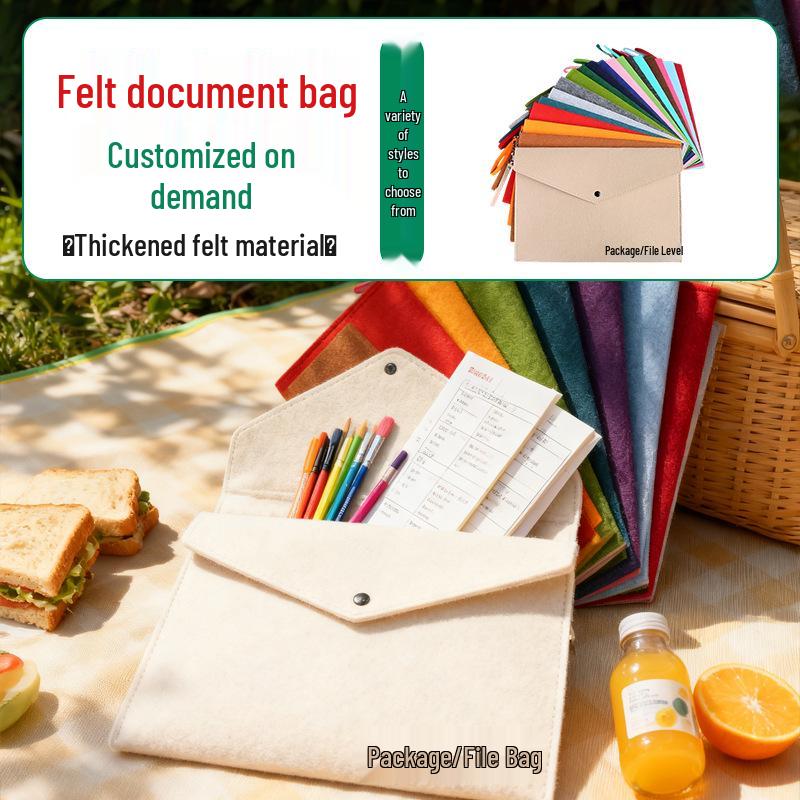 A4 Felt Document Bag for Students – Large Capacity Folder with Express Delivery for Test Paper Organization