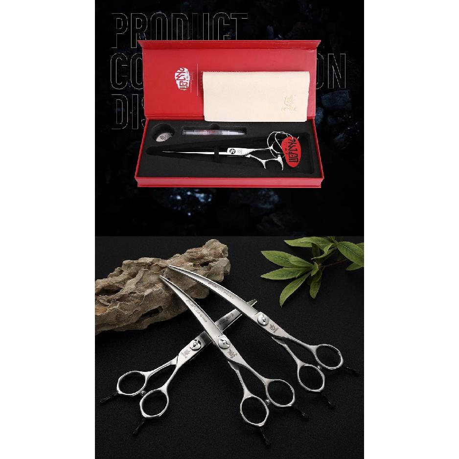 Fenice Professional Dog Grooming Curved Scissors VG10 Stainless Steel Shears for Pet Groom Super Curve Scissor
