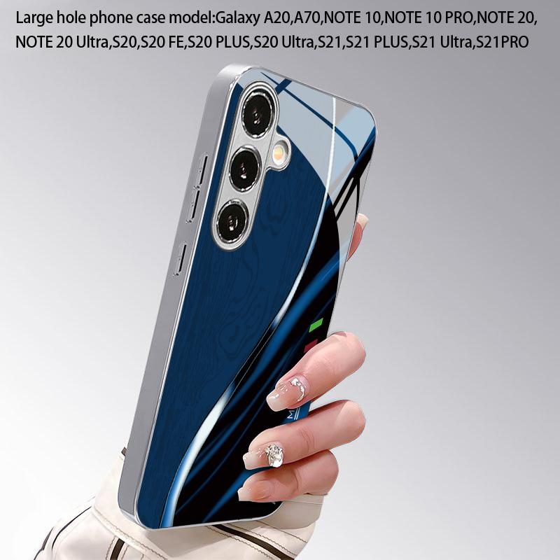 Синий Узор 2D Чехол для Телефона для Samsung S26 S25 S24 S23 S22 S21 S20 A56 A36 A16 - Гальванизированное Стеклянное Защитное Покрытие