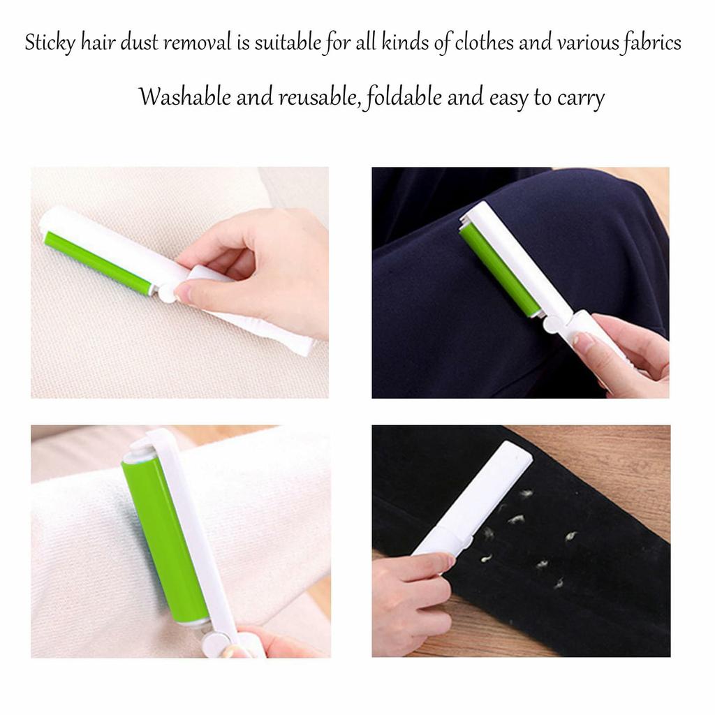 Portable Folding Lint Roller Washable Hair Collector Removal Brush for Clothes Furniture (Random Color)