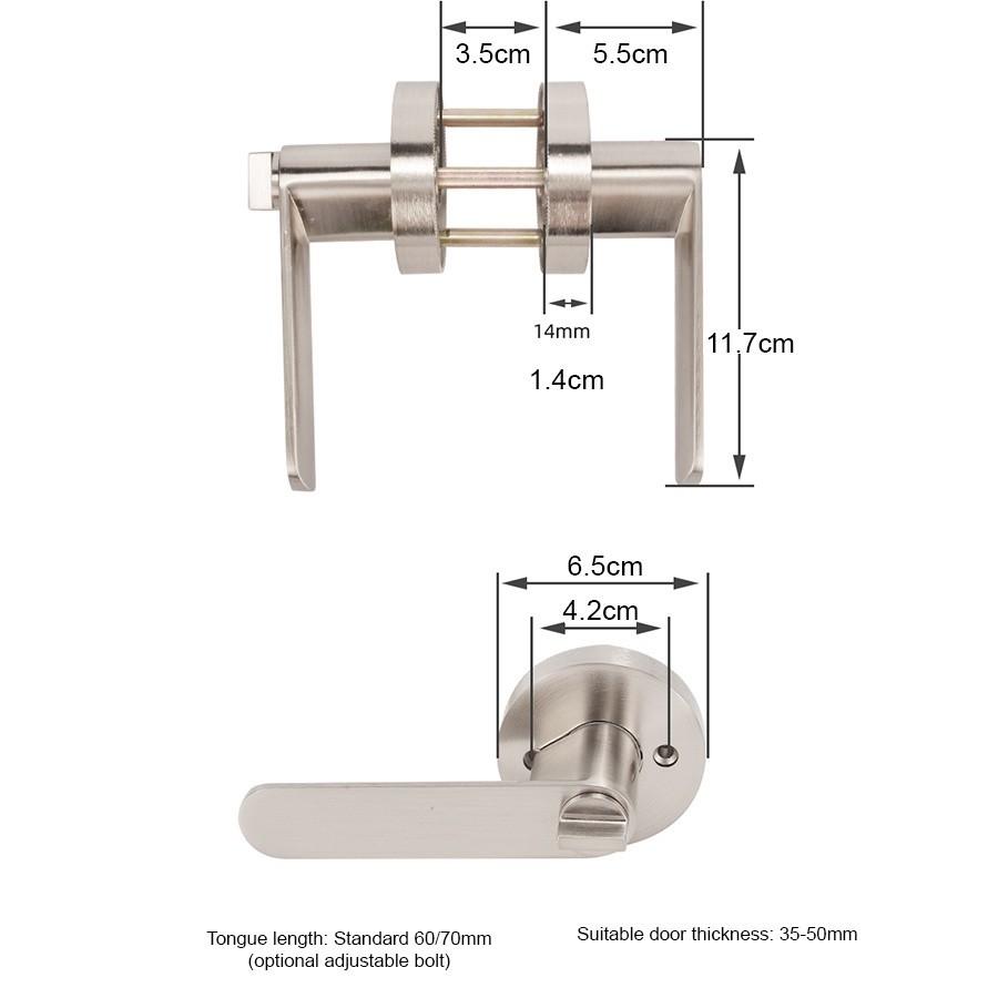 Ручка Комплект дверного замка Межкомнатная дверь Регулируемый Твердотельный замок Замок для двери спальни Трубчатый рычажный замок Замок для двери из алюминиевого сплава
