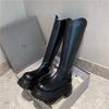 Европейские сапоги Сапоги рыцаря Женские 2025 осень и зима на толстой подошве сапоги-маффины Мотоциклетные сапоги Облегающие сапоги