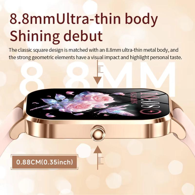 2025 New Fashion Women Smartwatch AMOLED HD Screen Heart Rate Blood Oxygen Monitoring BT Call Sports Smartwatch Woman for IOS Android