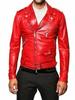 Red Biker Motorcycle Biker Genuine Real Lambskin Leather Stylish Jacket For Men