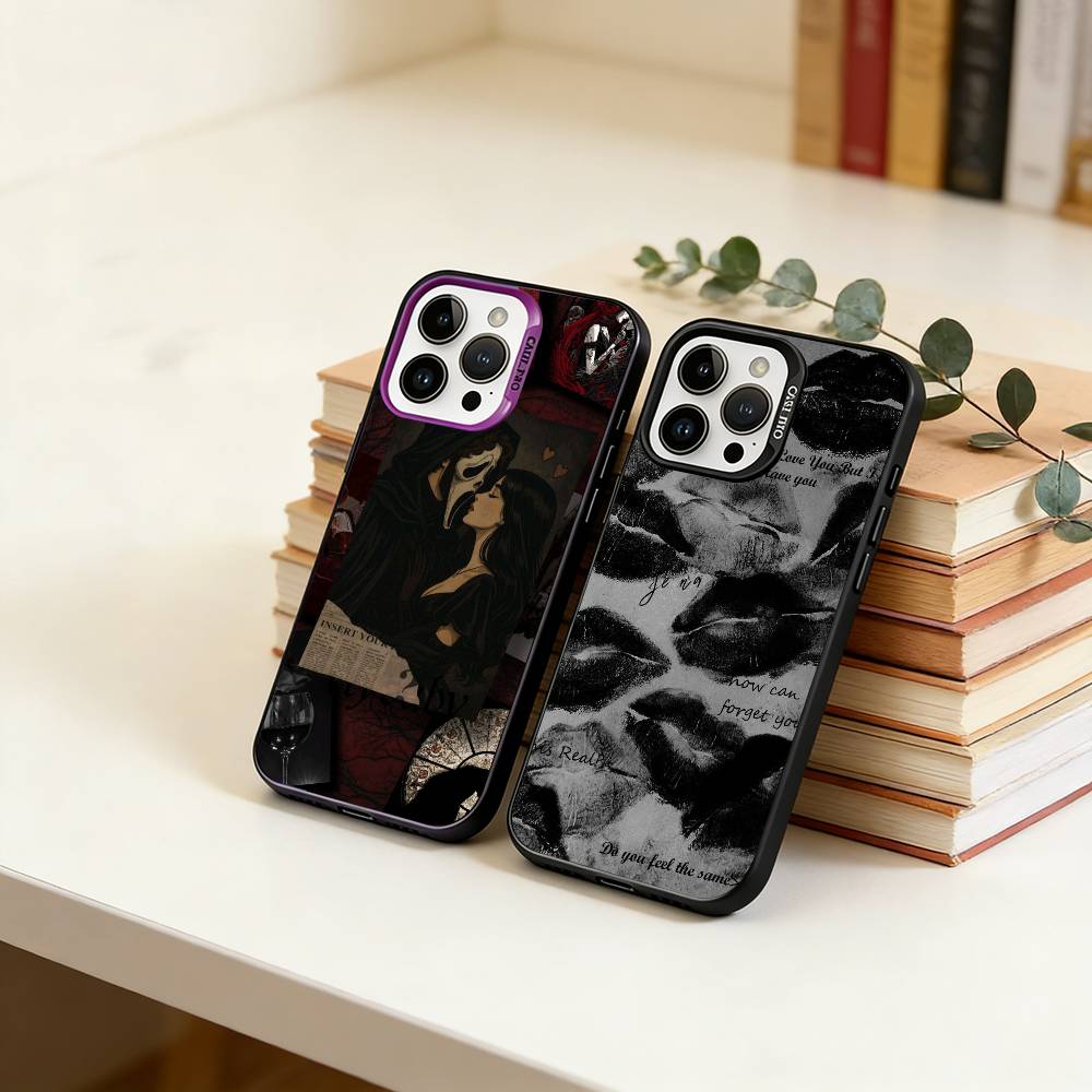 C-Cute Emo Goth Чехол для телефона для iPhone 17,16,15,14,13,12,11 Plus,Pro Max,XS,Красочная Серебристо-Черная Крышка
