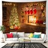 Christmas Tapestry Santa Claus Aesthetic Room Decor Christmas Fireplace Background Tapestry Wall Hanging Home Holiday Decoration
