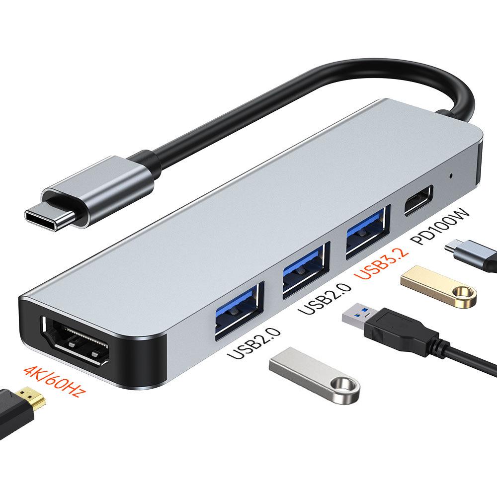USB 3.2 Хаб-Док-станция с питанием Type-C и отключением экрана одной кнопкой, поддерживает 4K60Hz