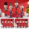 30cm Wooden Nutcracker Ornament Soldier Figurement Handcraft Doll Toy Home Office Table Xmas Decoration Statues Christmas Gift
