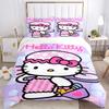 3 шт. Набор чехлов для кровати с принтом Hello Kitty, ультрамягкий, дышащий и удобный, стильный дизайн для спальни и гостевой комнаты 1 чехол