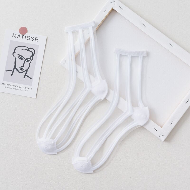 1 Pair Women Socks Summer 15 Styles Harajuku Thin Transparent Sock Striped Plaid Dots Breathable Funny Socks Casual Ankle Socks