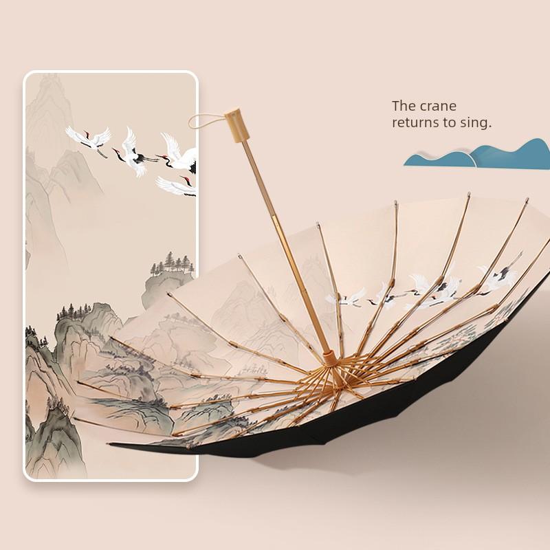 New Creative and Fresh Style 70% off-Rib Umbrella with Wooden Handle, Sunshade Umbrella, Sun Protection Umbrella, 55cm