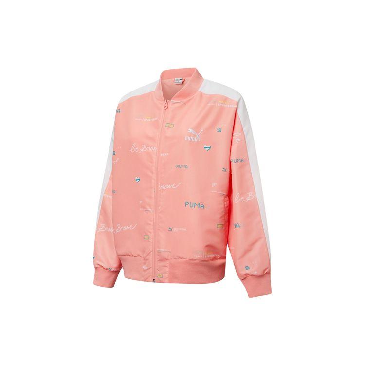 Puma Color Block Logo Print Baseball Collar Sports Jacket Women Jacket Light-Pink 531285-26