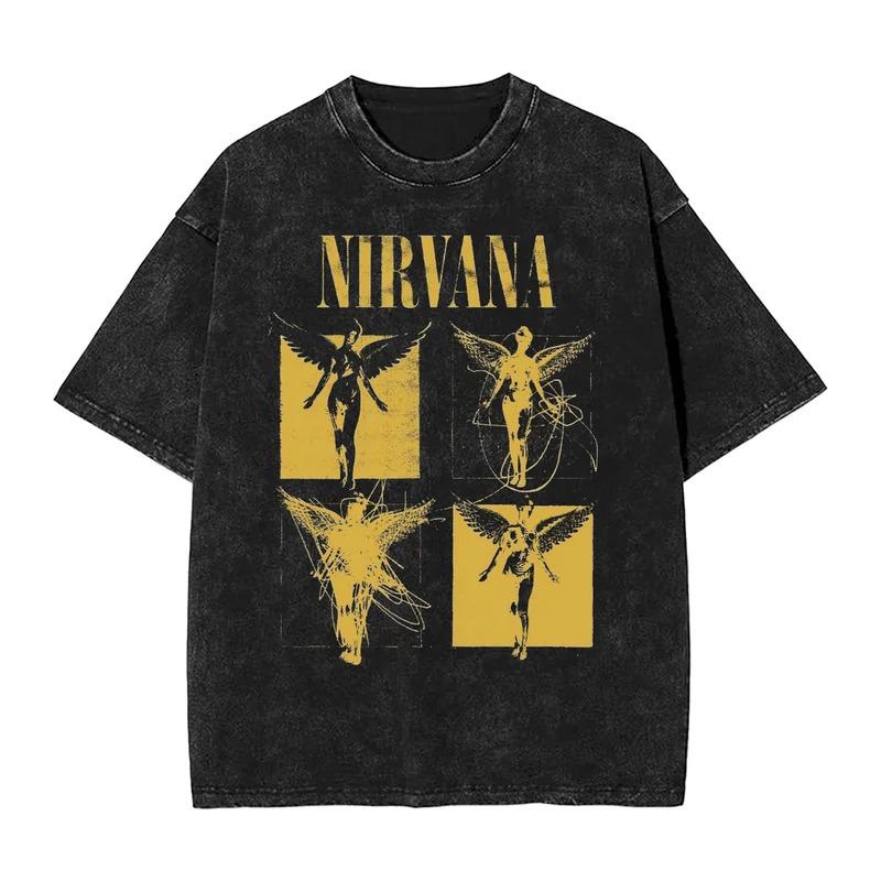 Мужская ретро-футболка из стираного хлопка рок-группы Nirvana, альбом In Utero, мужская, женская оверсайз, Y2K, с потертостями, повседневная, свободная, уличная