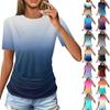 Women's T Shirts Fashion Casual Tops Round Neck Short Sleeve Printed Tunic
