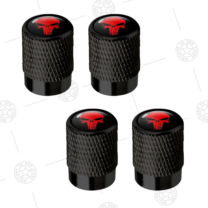 4pcs Skull Logo Car Wheel Tire Valve Caps Air Stem Aluminum Accessories For Jeep Wrangler Gladiator Renegade Ford F-150 Ranger