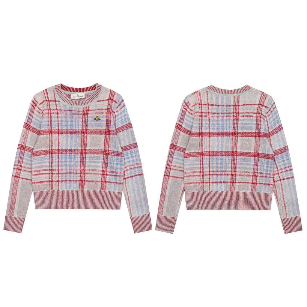 25SS Тонкий вязаный свитер Vivi Saturn с вышивкой и воротником-жабо - Корейская весенне-осенняя коллекция