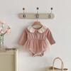 New Autumn Baby Girls' Long Sleeve Romper with Peter Pan Collar Mesh Bodysuit