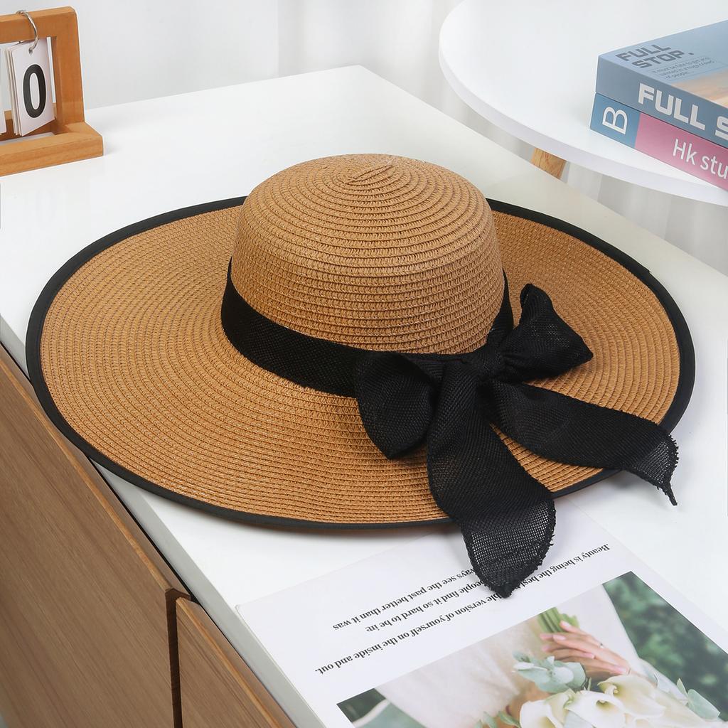 European and American fashion big-brimmed straw hat women's seaside vacation women's beach hat sun protection woven straw hat sun hat