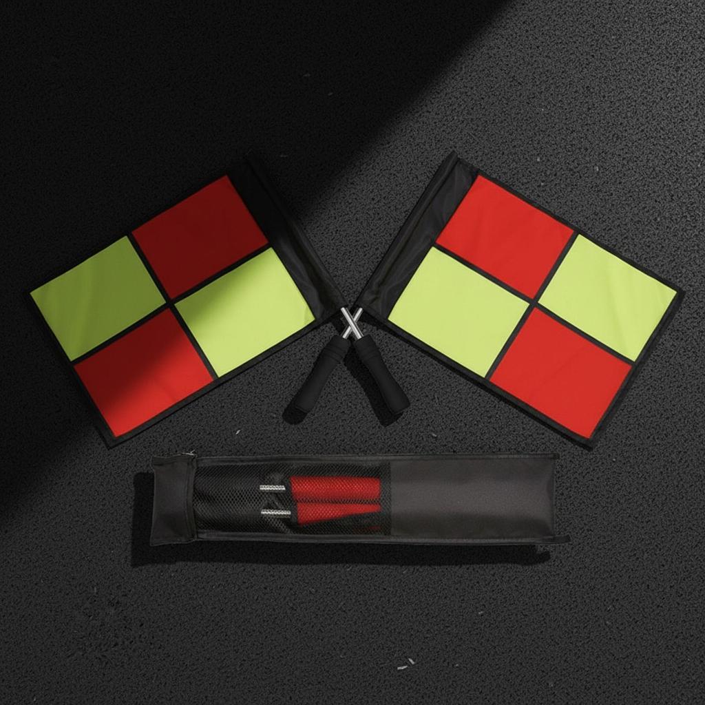 2 Pieces Referee Flags with Carrying Pouch High-Visibility for Athletic Training