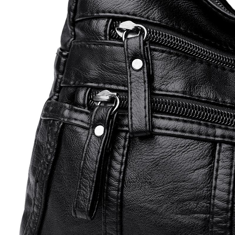 Женская сумка через плечо, мягкая сумка из искусственной кожи с несколькими карманами, легкая сумка через плечо