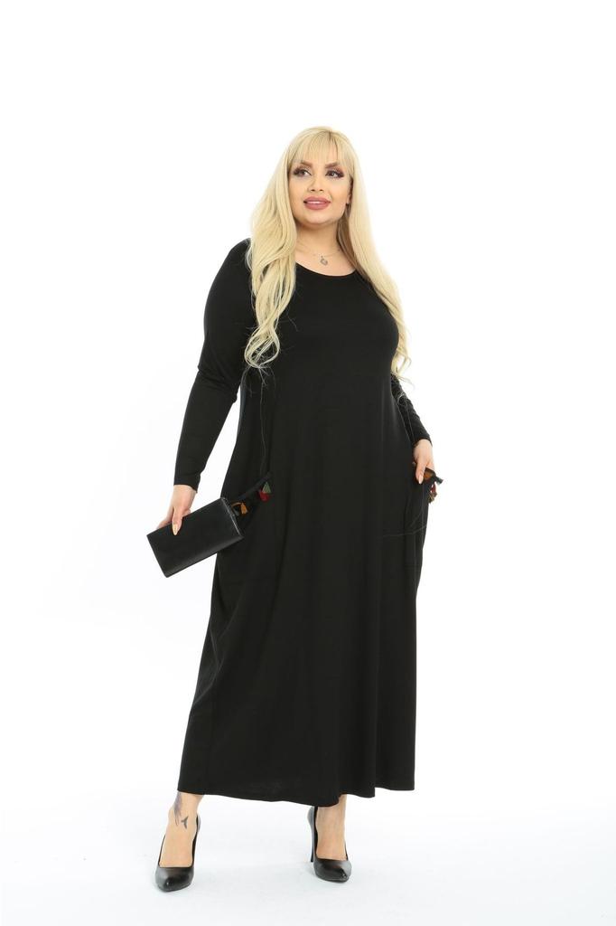 Женское платье большого размера с длинными рукавами и карманами в этническом стиле больших размеров (Подходит для хиджаба) Повседневное платье из вискозы и чесаного хлопка