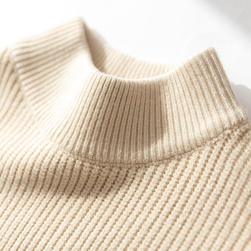 Мужской свитер с полувысоким воротником, утолщенный, теплый, облегающий, базовый трикотажный свитер с длинными рукавами, осенне-зимний, деловой