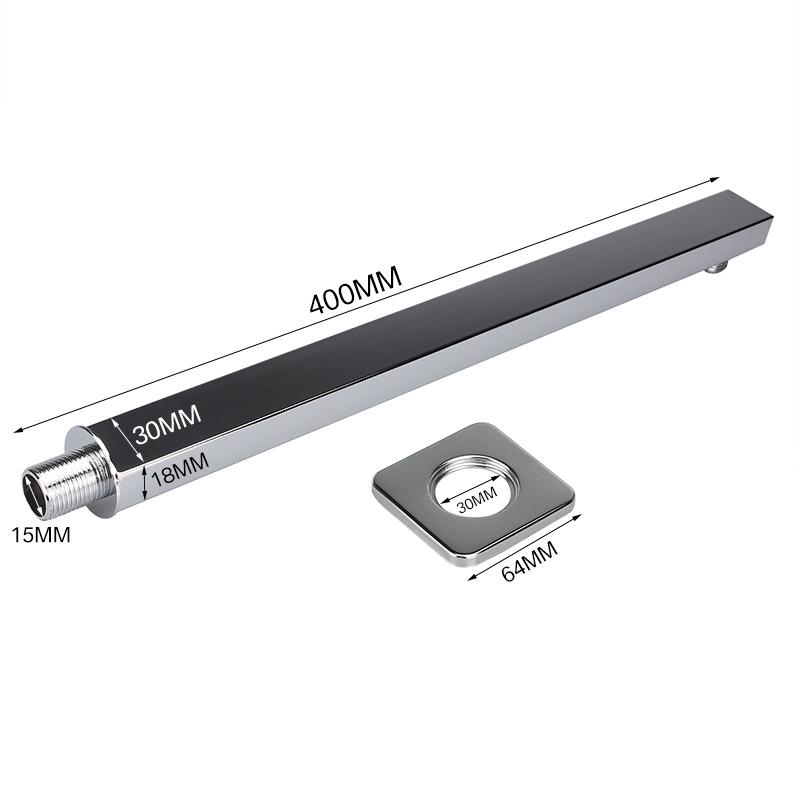 40cm Shower Extension Arm 304 Stainless Steel Wall Mounted Silver Polished Extra Arm Bathroom Bracket Bar For Rain Shower Head