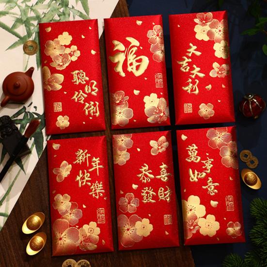 6 шт. Красных конвертов, китайский праздник весны, красный карманный конверт 2025 года Змеи, счастливые денежные конверты для лунного Нового года