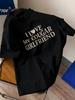 Черная футболка с коротким рукавом I LOVE MY COUGAR GIRLFRIEND Напечатанный текст Парный стиль Повседневная одежда