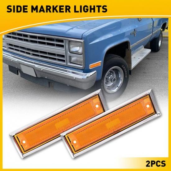 For 1981-91 Chevy GMC Amber CK Front Bumper Side Light Marker Fender Lamp Shell