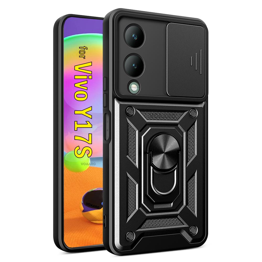 Чехол-слайдер с защитой объектива для Vivo Y17S 4G, чехол для Vivo Y17S 4G Global, чехол с магнитной подставкой-кольцом, ударопрочная задняя крышка Capa